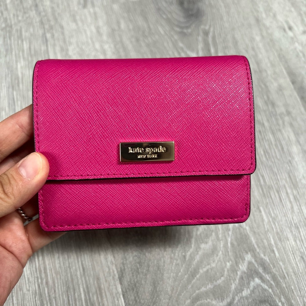 Kate Spade Newbury Lane Petty Saffiano Leather WLRU2190 Wallet swthrtpink